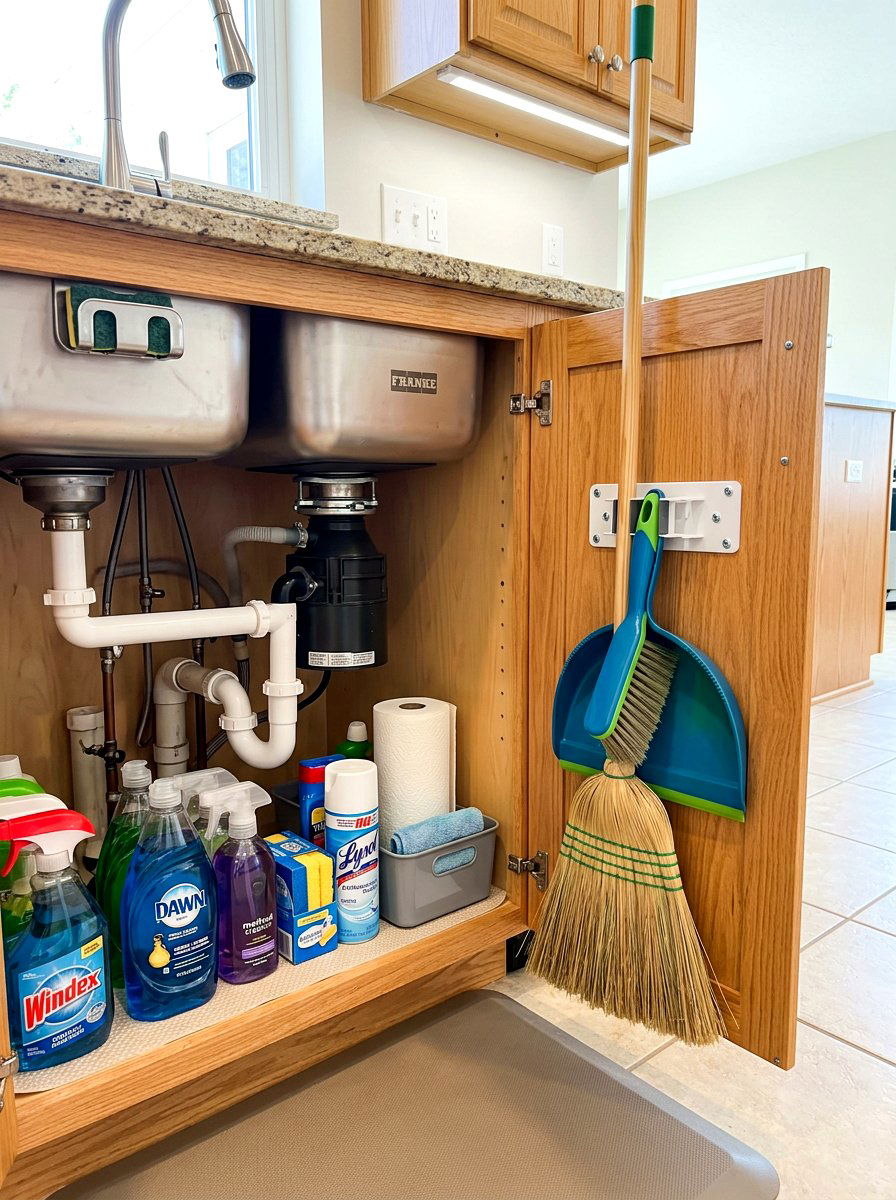 Inside Cabinet Door Mount - 30 mop broom storage ideas