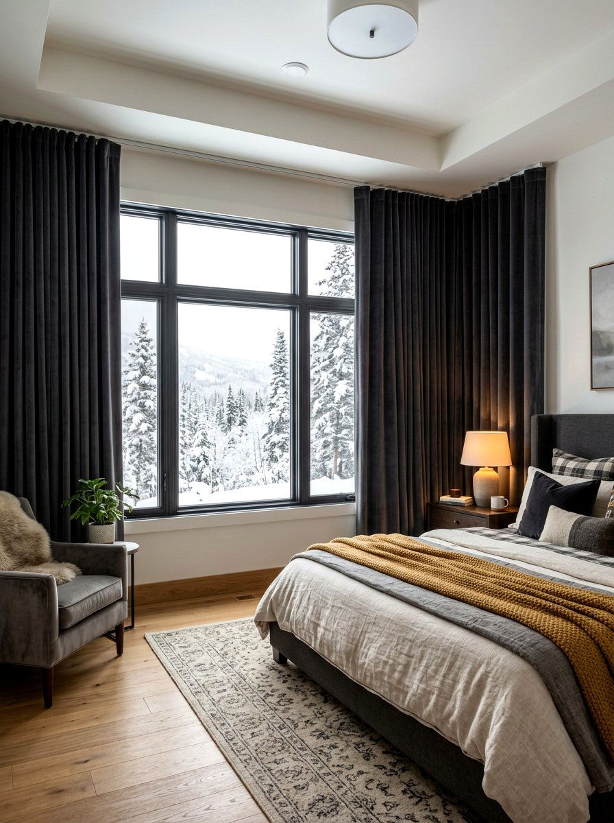 Insulated Drape Bedroom - 30 cozy winter bedroom ideas