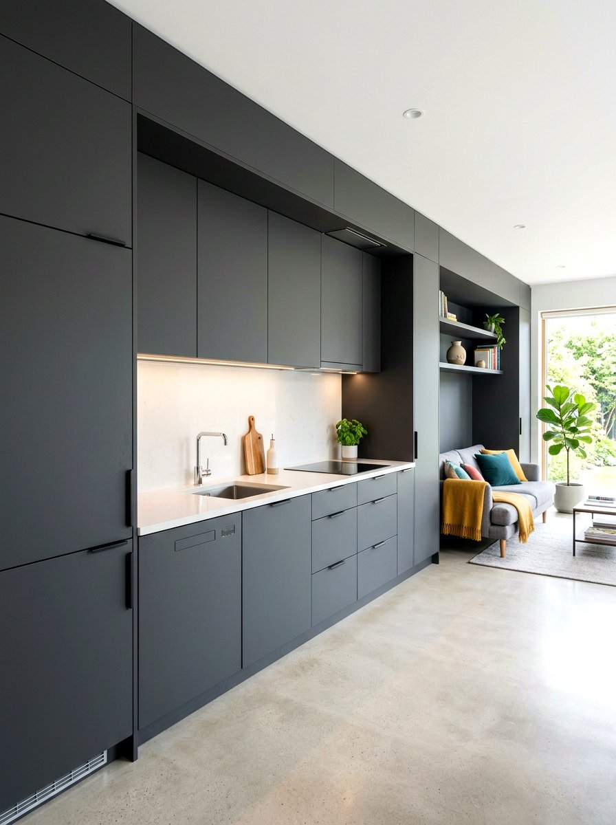 Integrated Appliance One Wall Kitchen - 30 one wall kitchen ideas