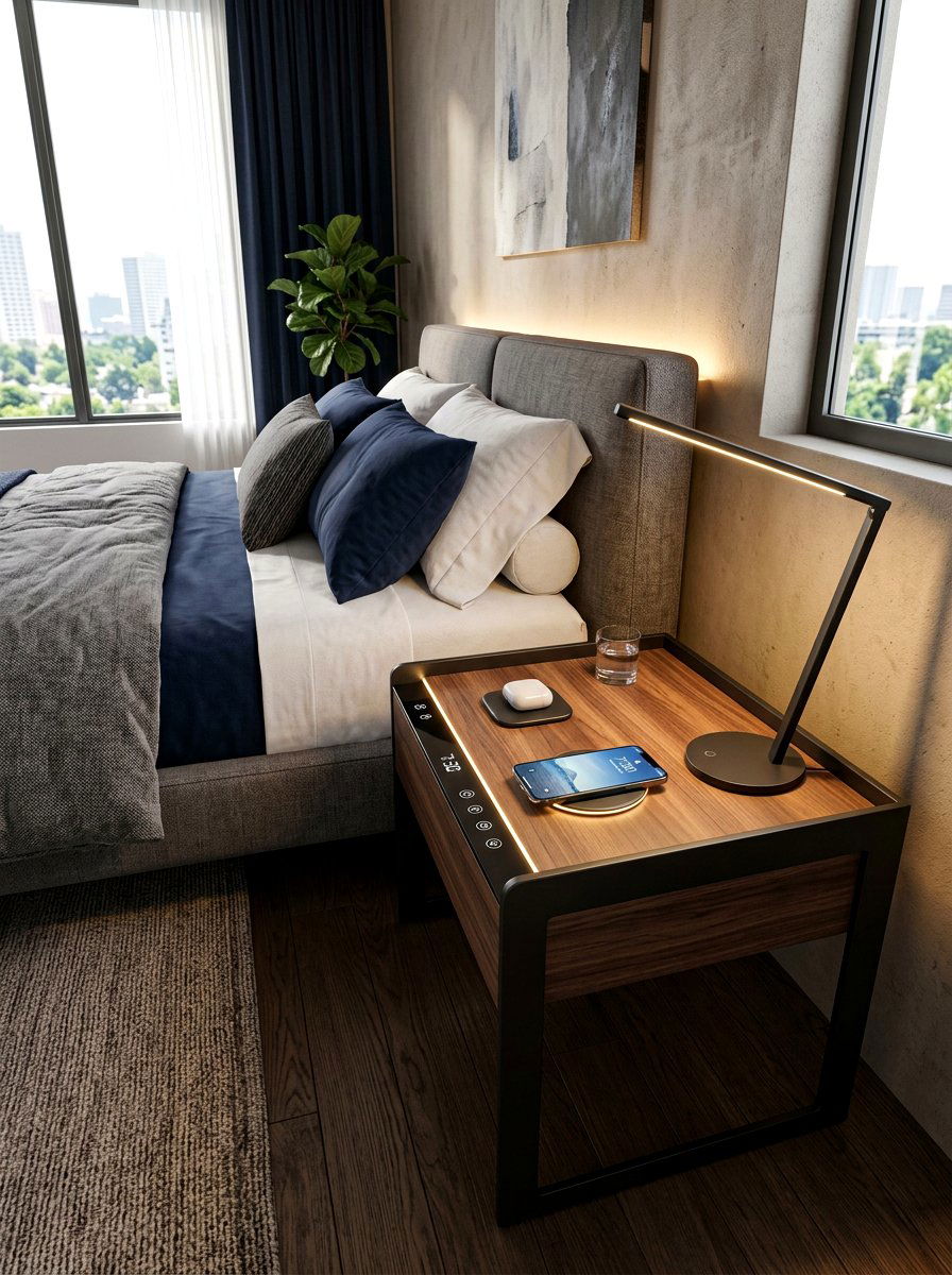 Integrated Bedside Tech - 30 five star bedroom ideas