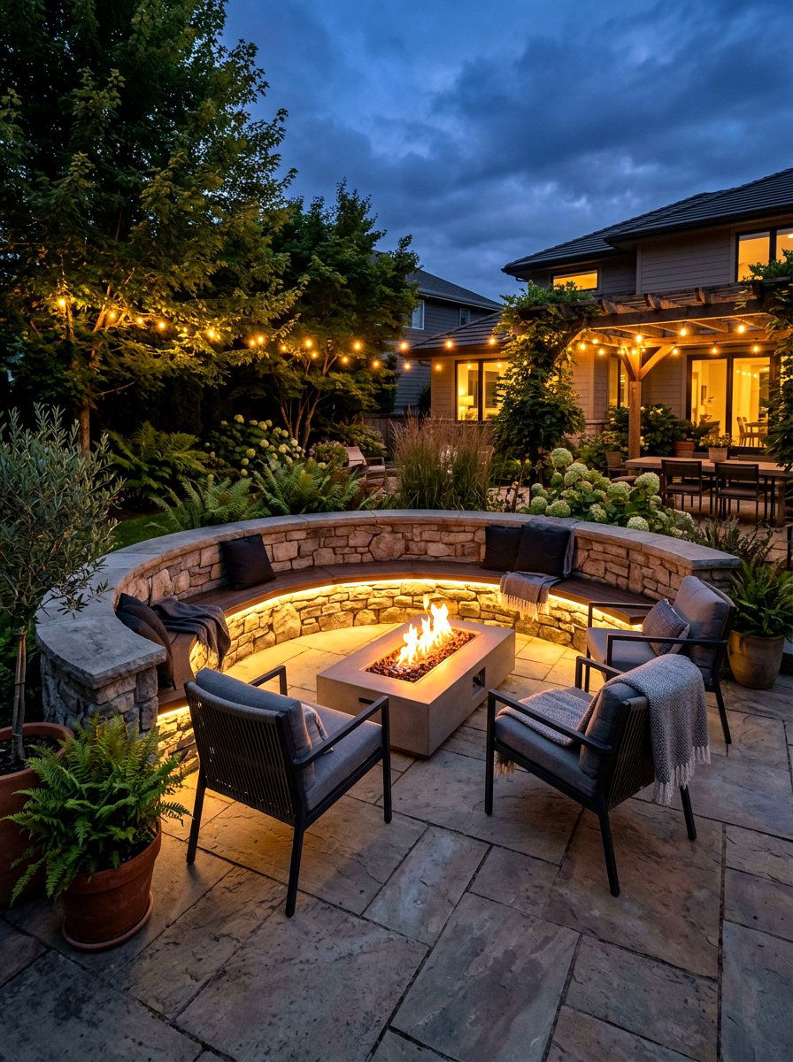 Integrated Bench Seating Light - 30 retaining wall lighting ideas