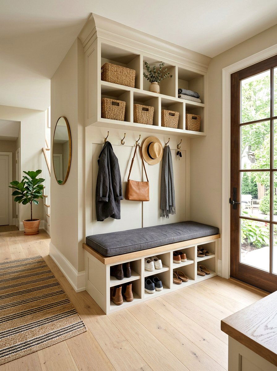 Integrated Bench Seating - 30 quiet luxury mudroom ideas