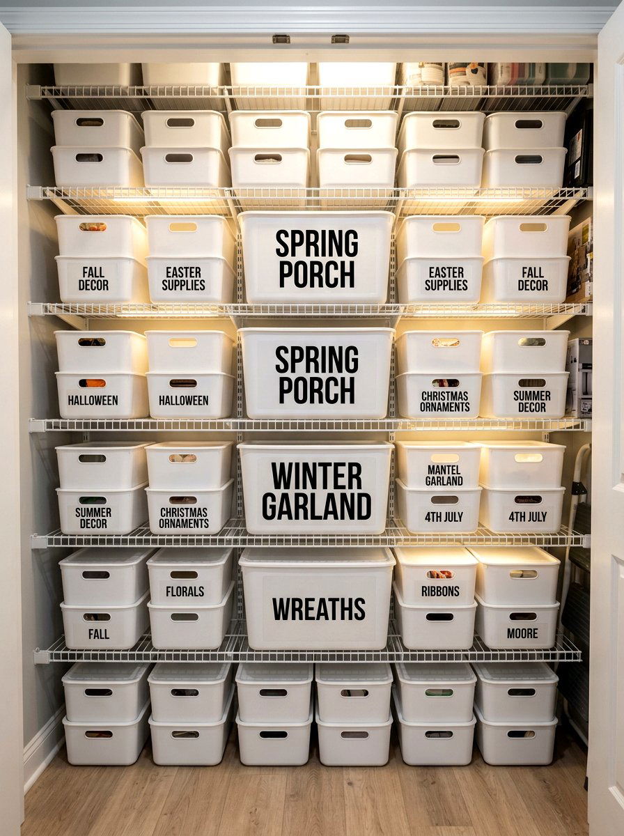 Integrated Bin Labeling System - 30 organizing seasonal decor ideas