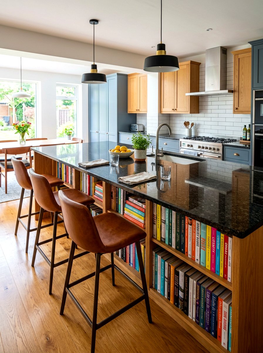 Integrated Breakfast Bar - 30 physical cookbook kitchen ideas