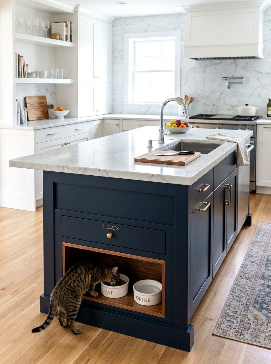 Integrated Cat Feeding Station - 30 cat room ideas