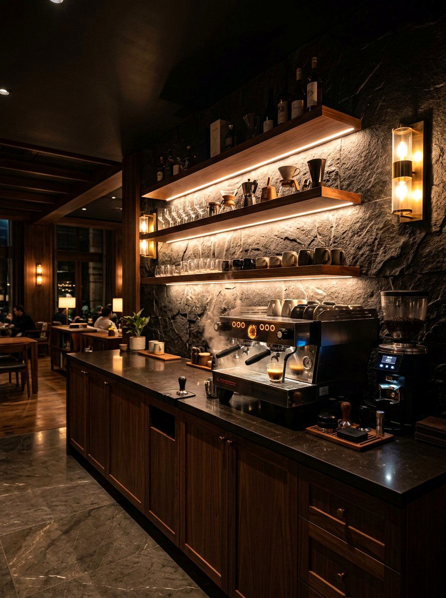 Integrated Coffee Bar Lighting - 30 espresso nook kitchen ideas
