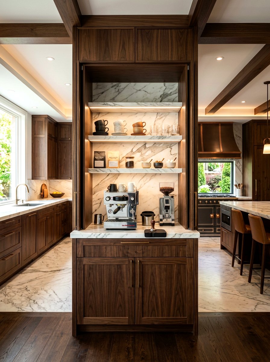 Integrated Coffee Bar - 30 appliance garage ideas