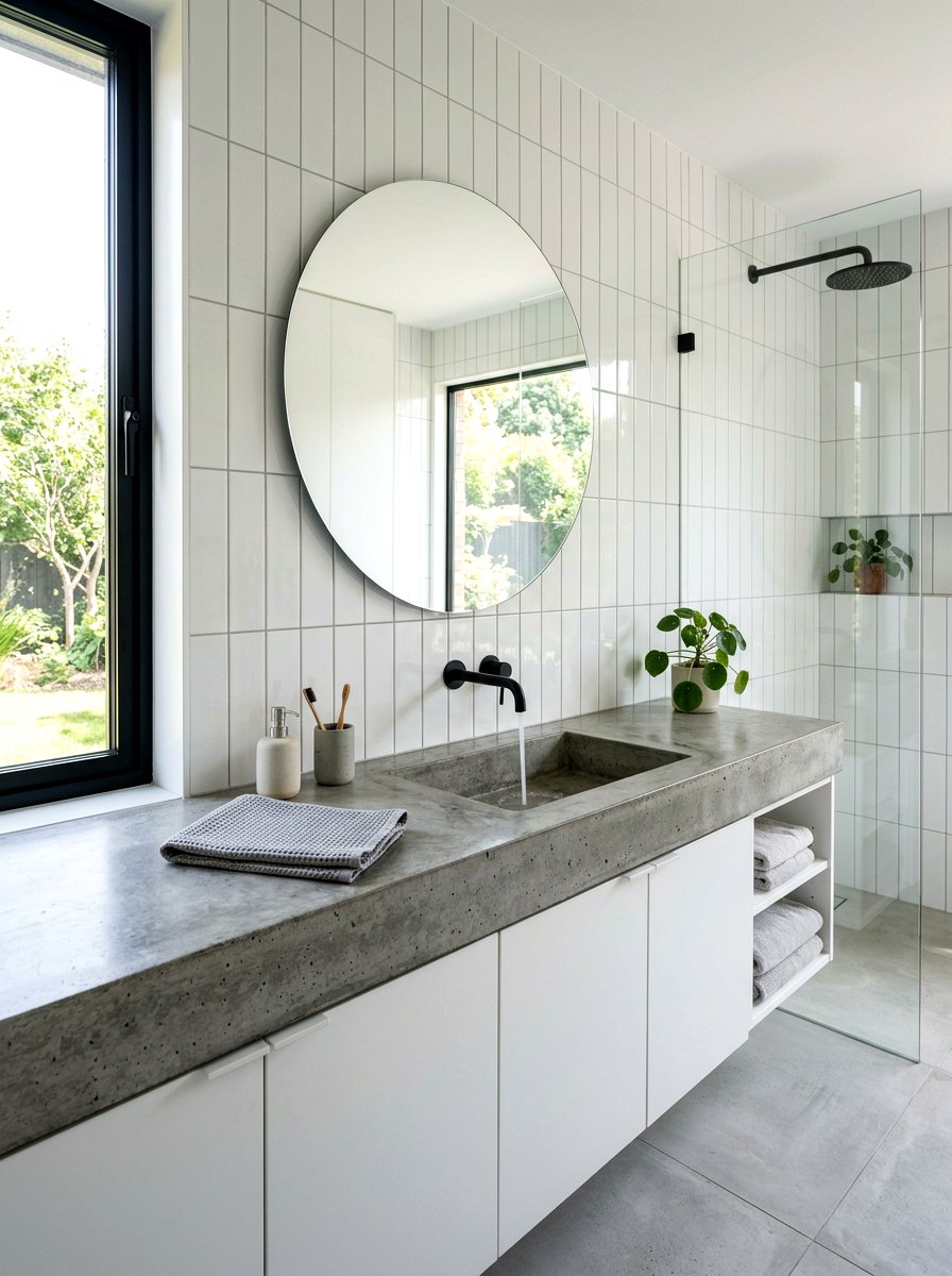 Integrated Concrete Sink Countertop - 30 concrete sink bathroom ideas