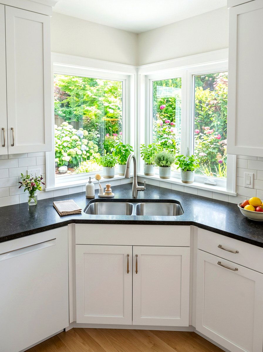 Integrated Corner Sink Station - 30 kitchen corner cabinet ideas