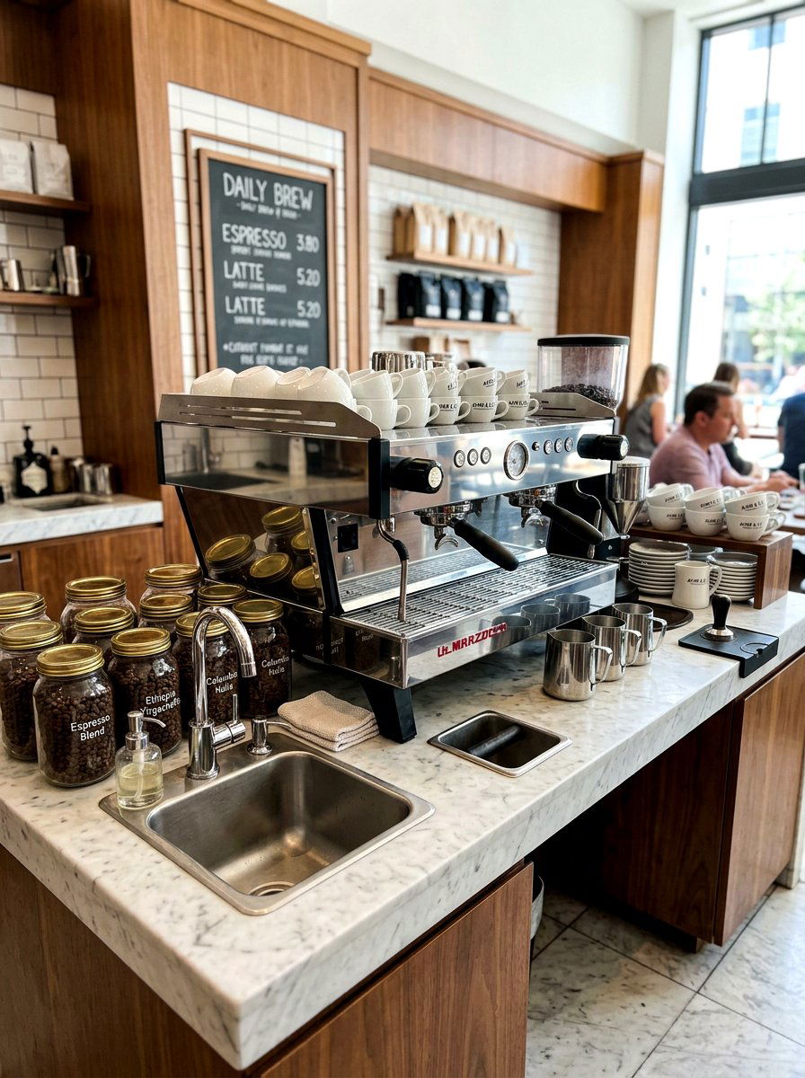 Integrated Espresso Station - 30 bistro kitchen ideas