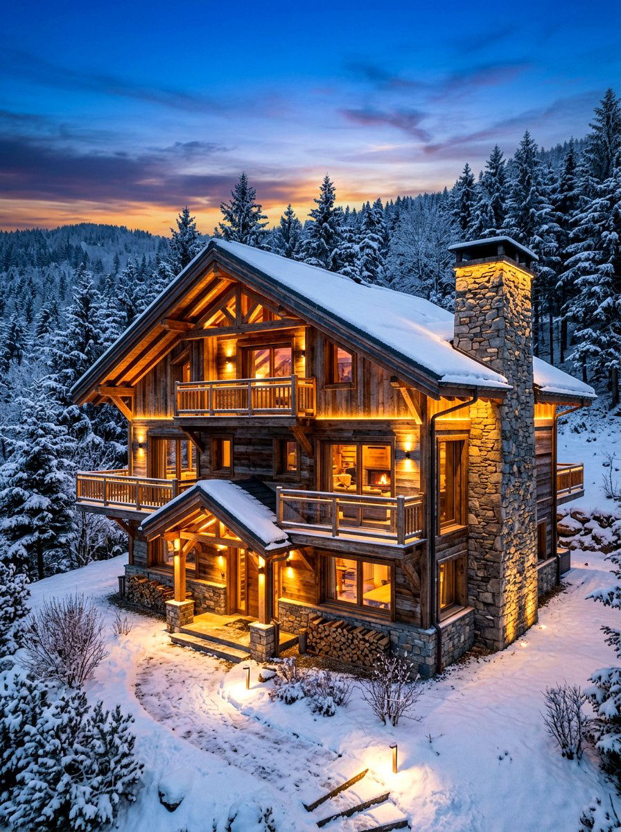 Integrated Exterior Accent Lighting - 30 chalet exterior ideas