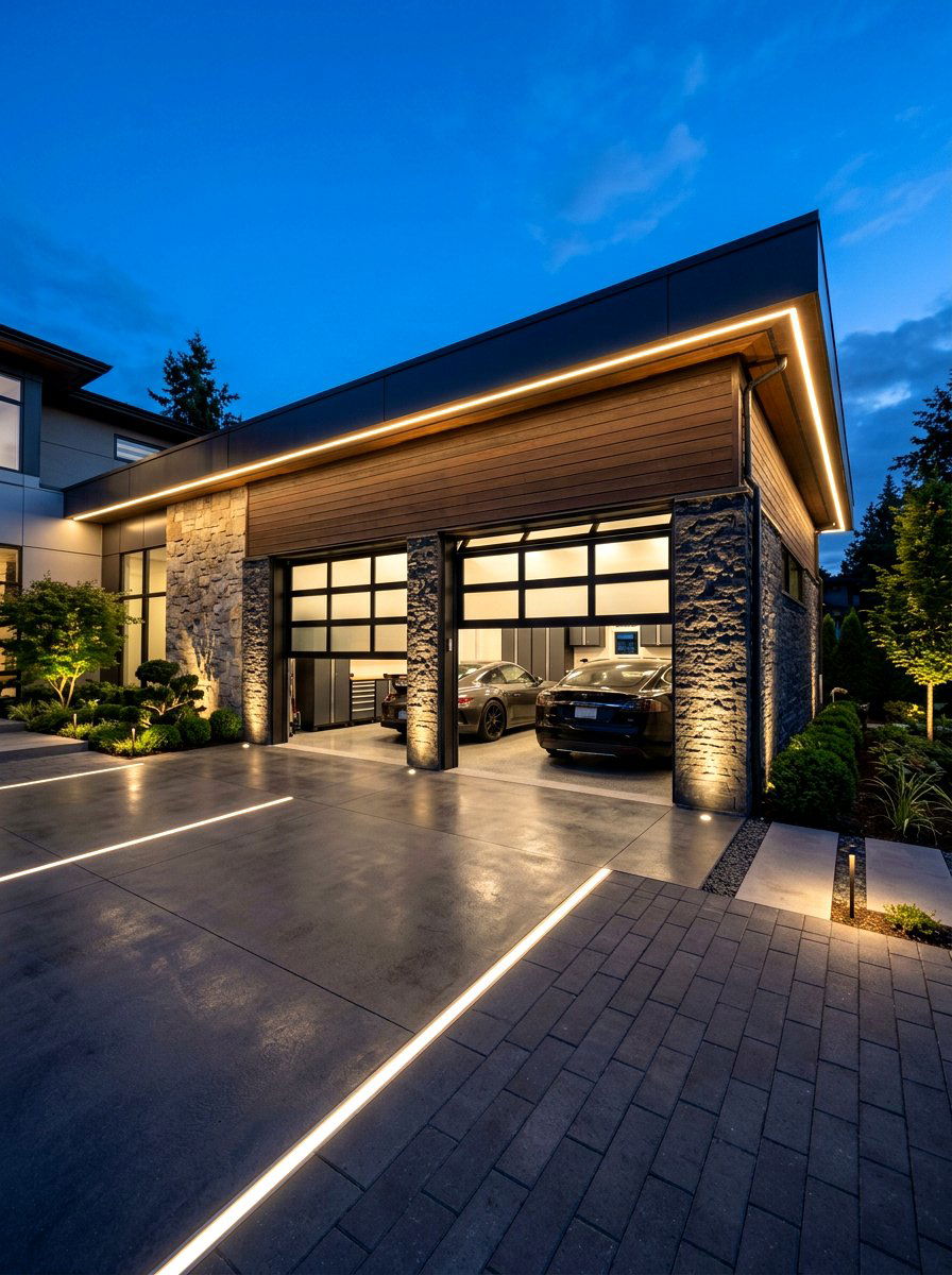 Integrated Exterior Lighting - 30 garage facade ideas