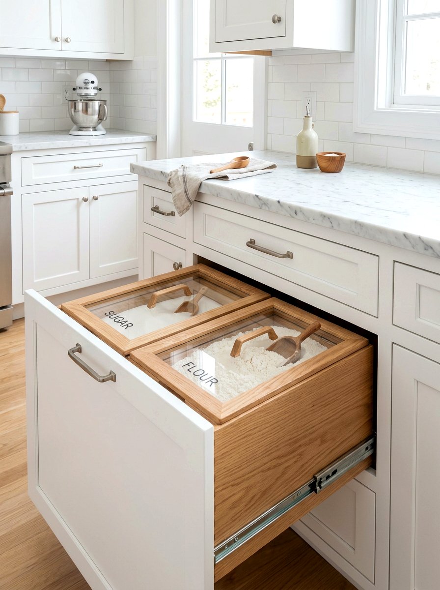 Integrated Flour And Sugar Bins - 30 baking station ideas