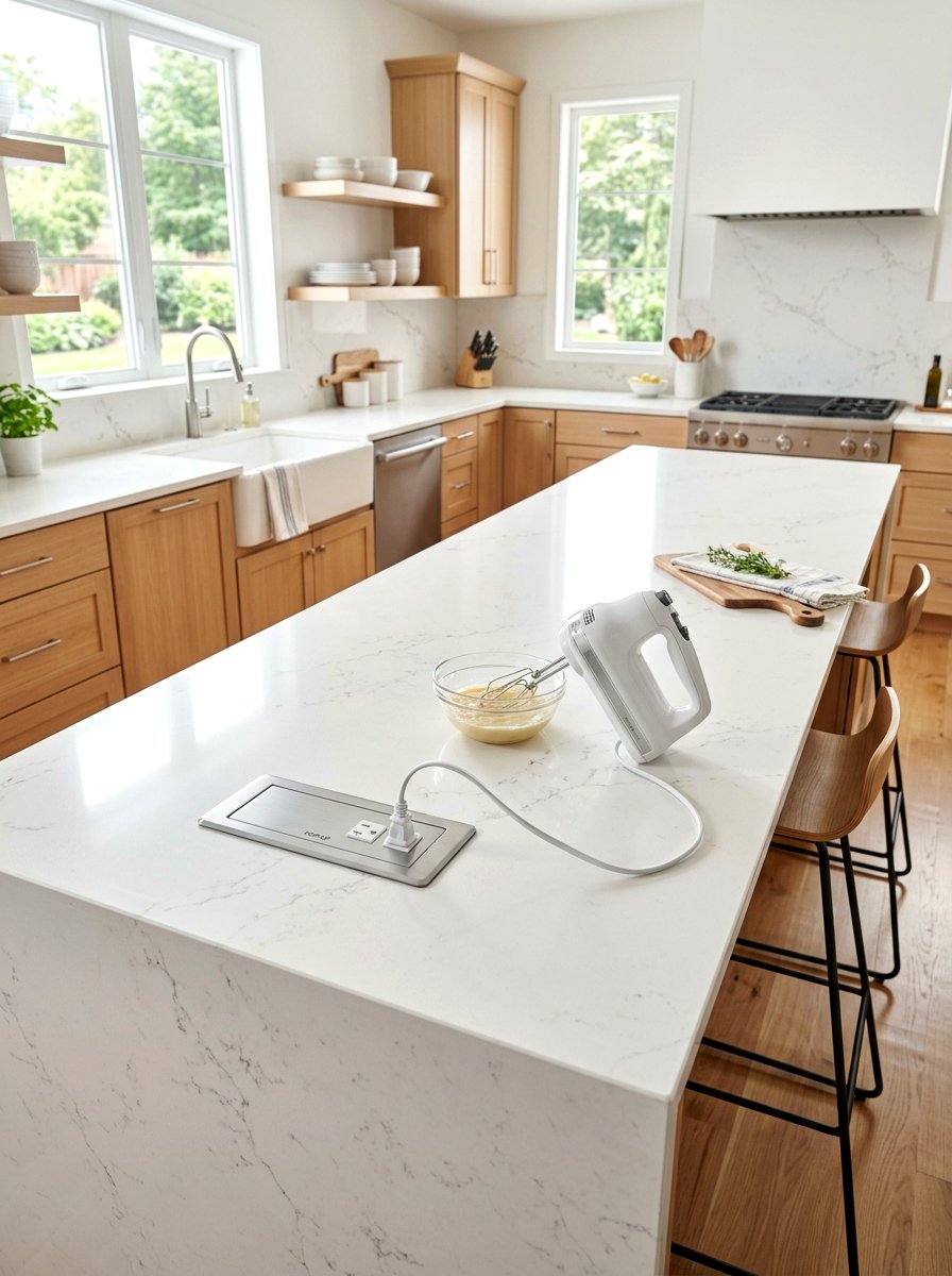 Integrated Island Power Outlet - 30 pastry corner kitchen ideas
