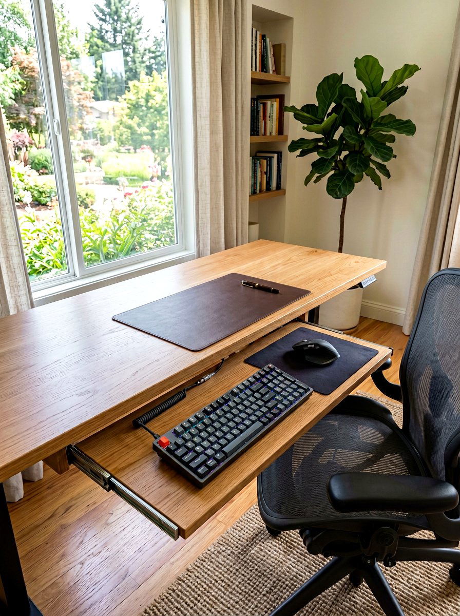 Integrated Keyboard Tray - 30 office supply storage ideas