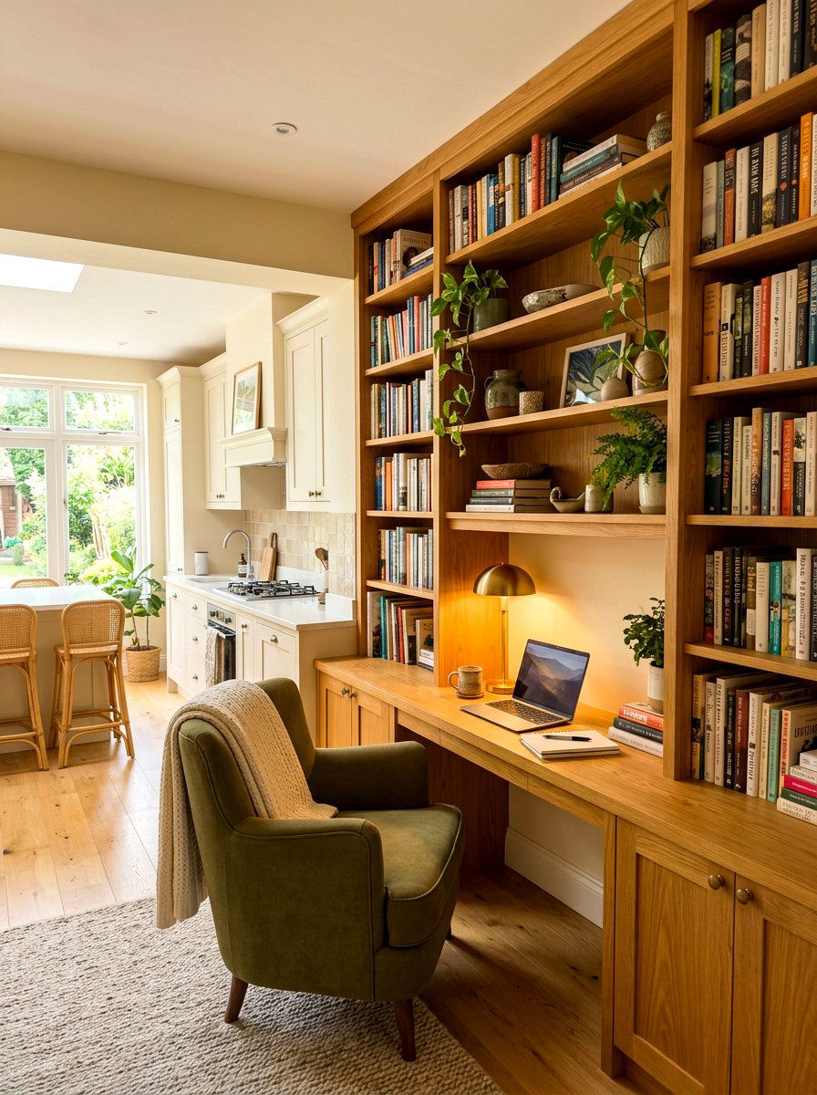 Integrated Kitchen Desk Bookshelf - 30 kitchen desk nook ideas