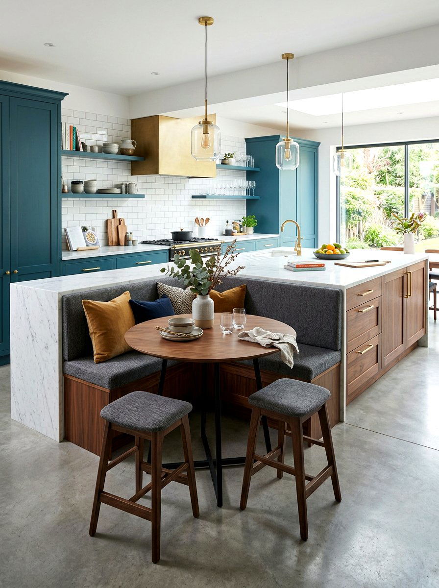 Integrated Kitchen Island Banquette - 30 kitchen banquette storage ideas