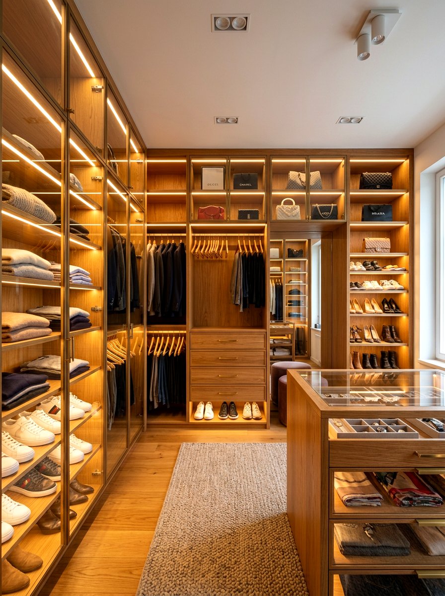 Integrated LED Closet Lighting - 30 organizing a walk in closet ideas