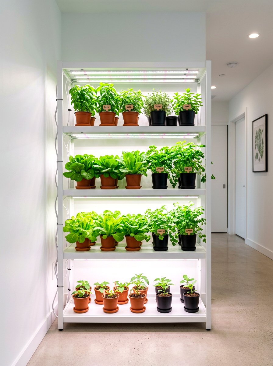 Integrated LED Grow Shelf - 30 vertical garden shelf ideas