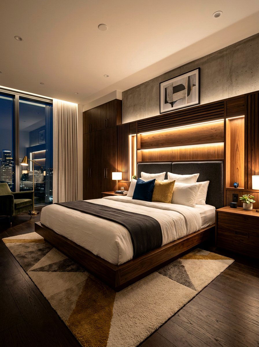 Integrated LED Headboard - 30 bedside lighting ideas