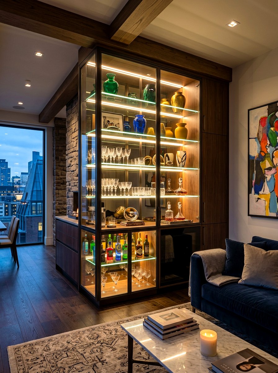 Integrated LED Lighting - 30 glass cabinet decor ideas
