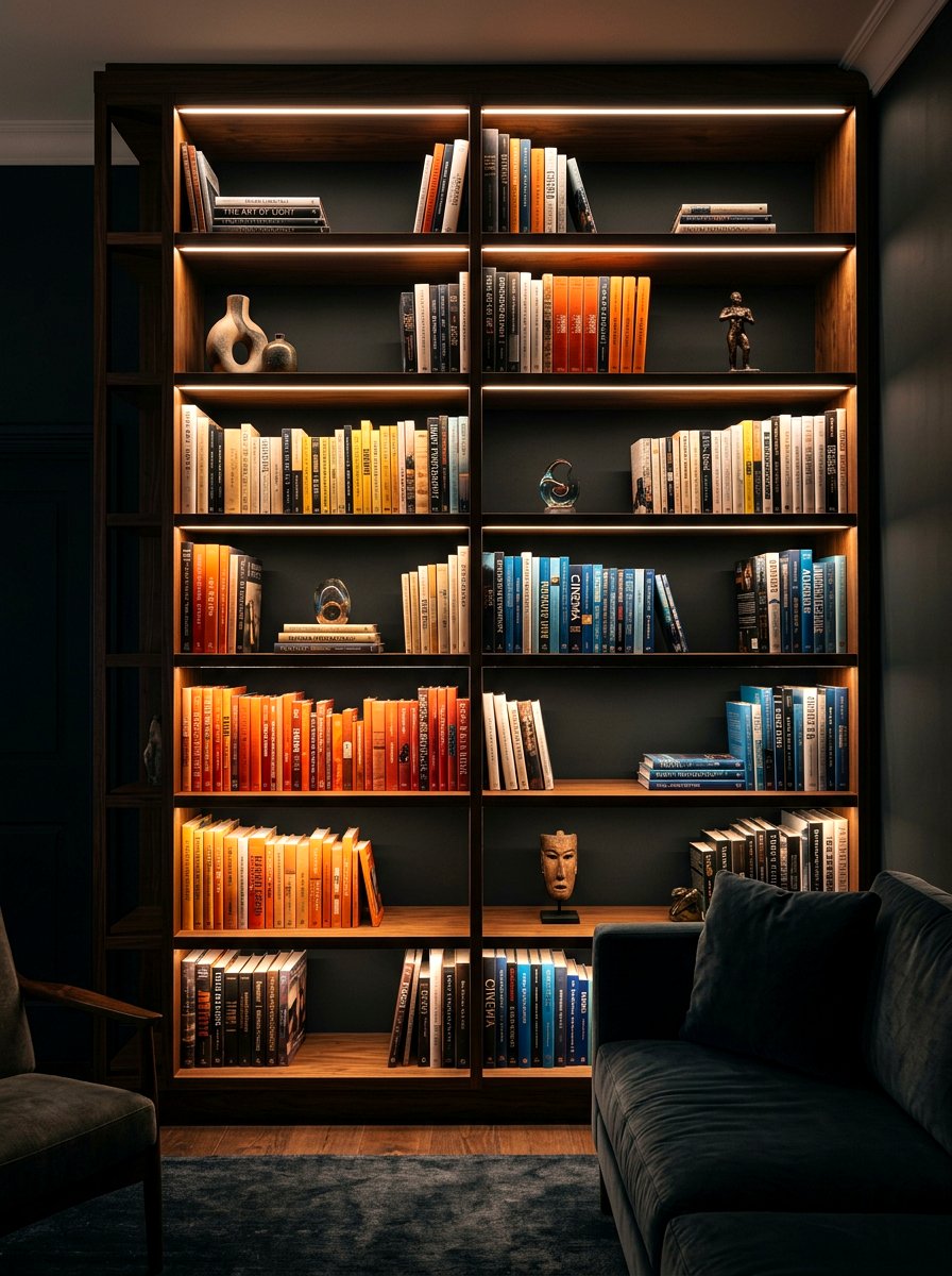 Integrated LED Mood Lighting Shelving - 30 bookshelf styling ideas