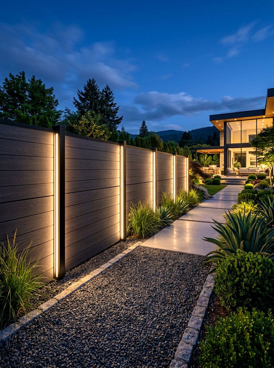 Integrated LED fence panels - 30 fence lighting ideas