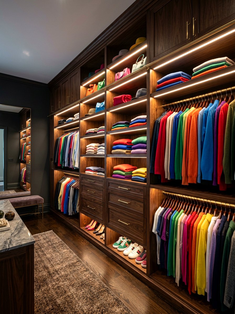 Integrated LED lighting - 30 aesthetic closet organization ideas