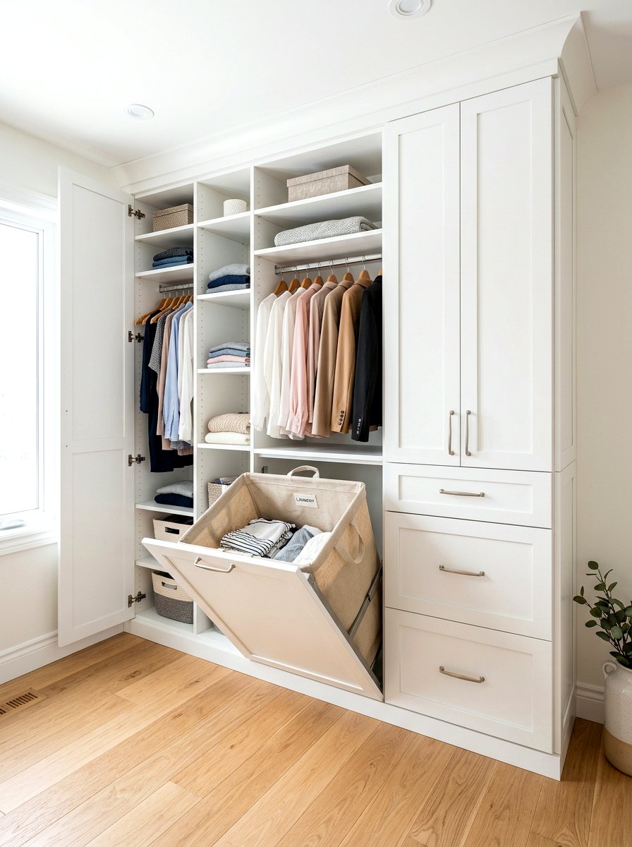 Integrated Laundry Hamper - 30 closet organization ideas