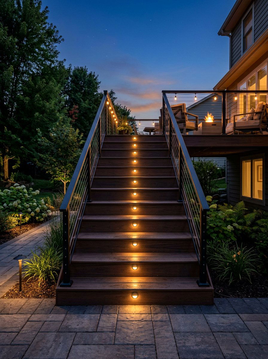 Integrated Lighting Deck Stairs - 30 deck stair ideas