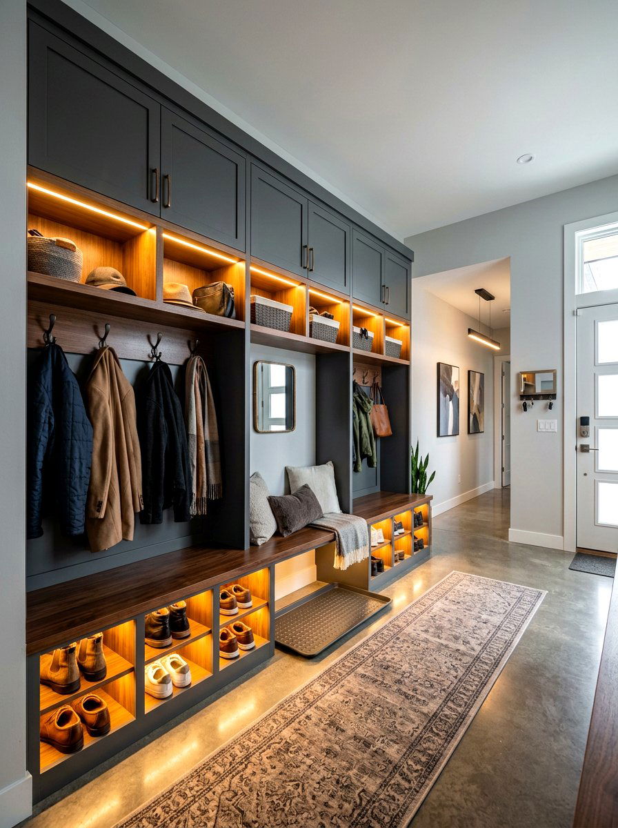 Integrated Lighting Mudroom Locker Wall - 30 mudroom locker wall ideas