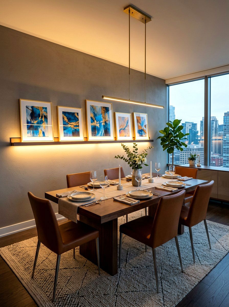 Integrated Lighting Picture Ledge - 30 dining room picture ledge ideas