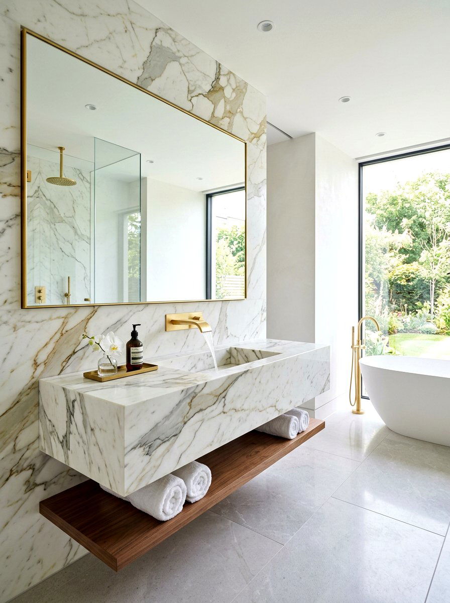 Integrated Marble Sink - 30 bathroom sink ideas
