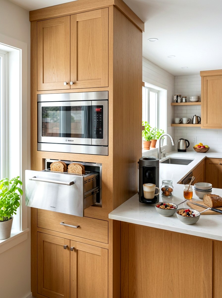 Integrated Microwave Breakfast Station - 30 built in breakfast station ideas