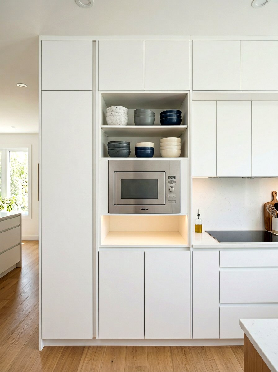 Integrated Microwave Niche - 30 breakfast pantry ideas