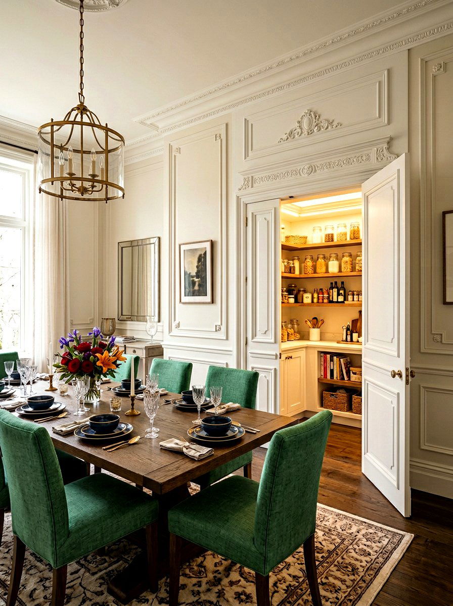 Integrated Pantry Behind Faux Wall - 30 hidden pantry ideas