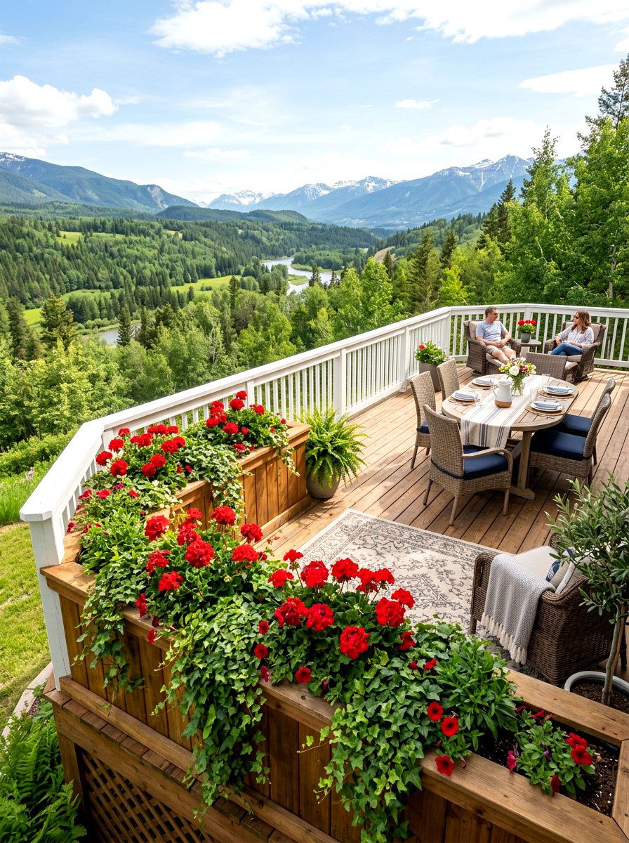 Integrated Planter Boxes - 30 two level deck ideas