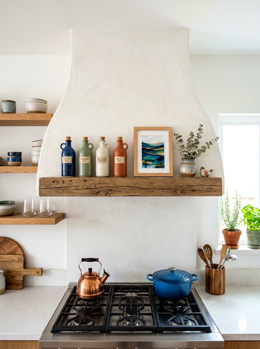 Integrated Plaster Hood Shelf - 30 plaster range hood ideas