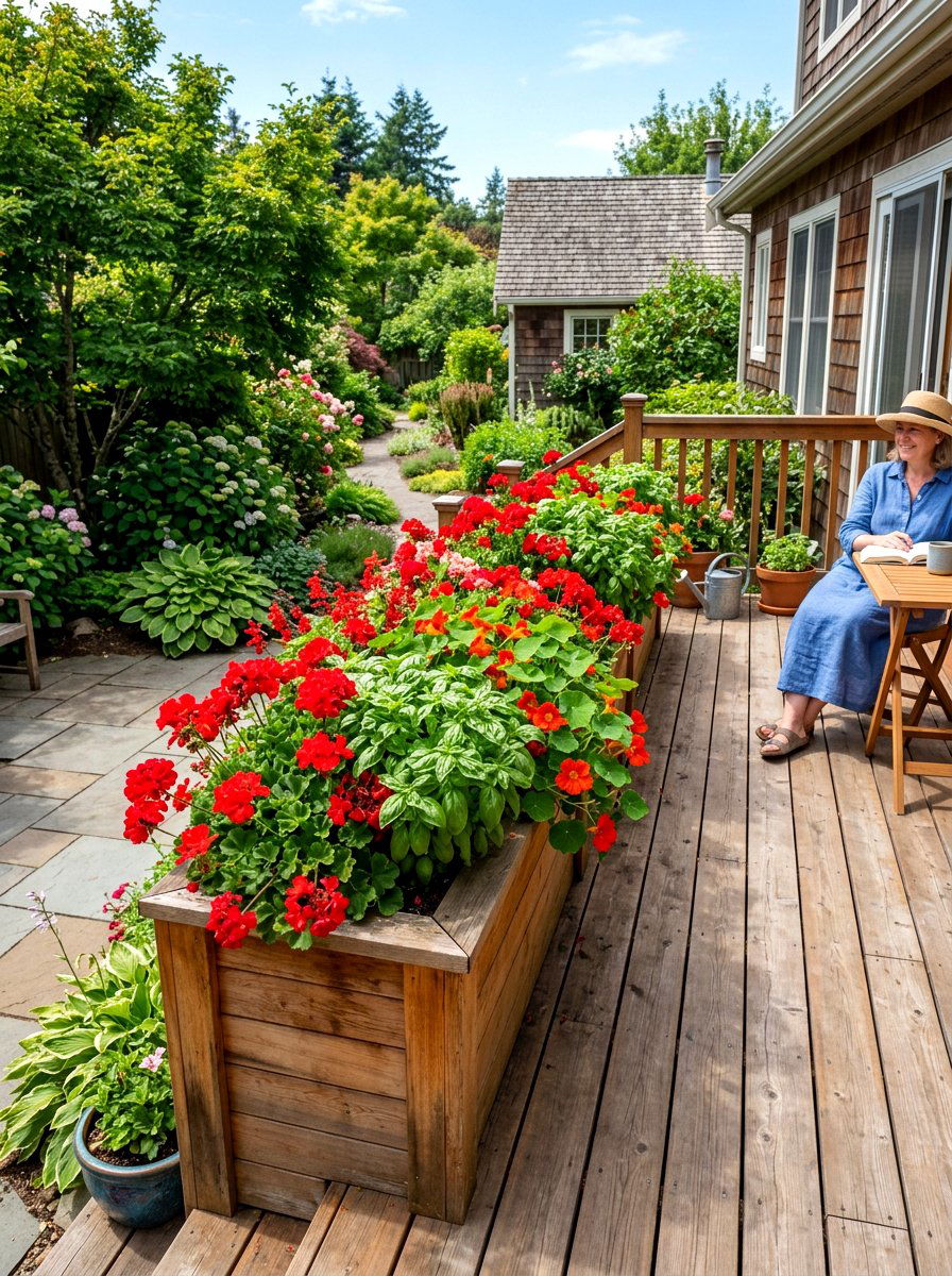 Integrated Raised Garden Bed - 30 deck makeover ideas
