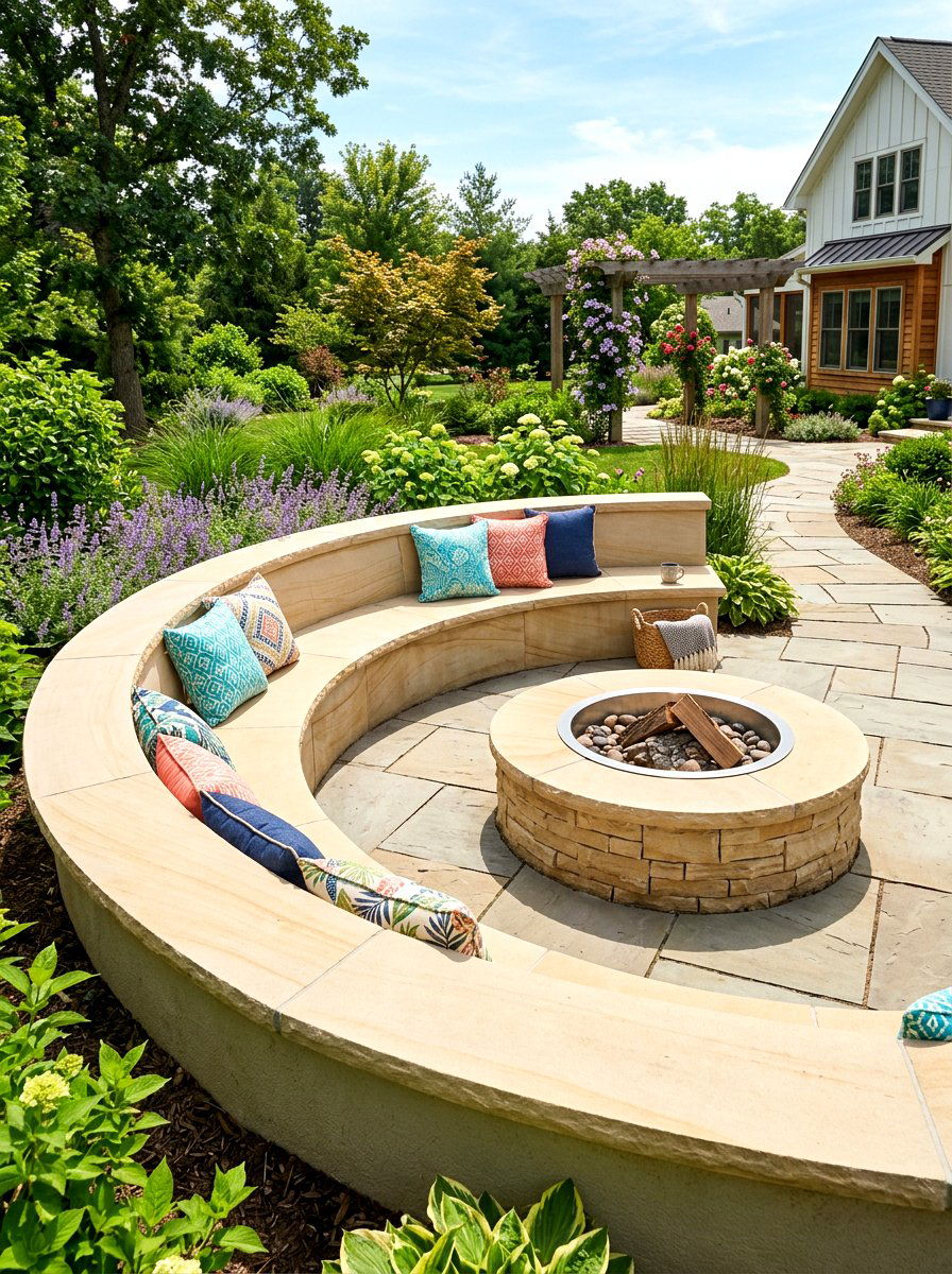 Integrated Retaining Wall Seating - 30 retaining wall garden ideas