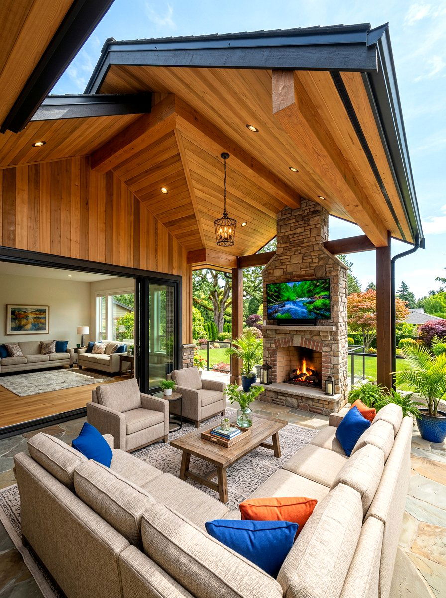 Integrated Roof Extension - 30 rainproof patio ideas