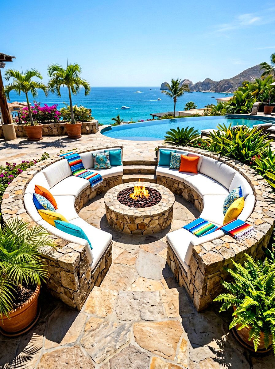 Integrated Seating Fire Pit - 30 fire pit patio ideas