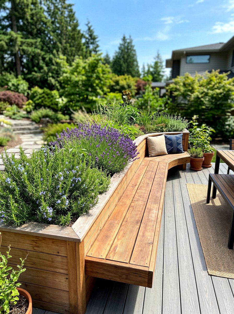 Integrated Seating Raised Bed - 30 raised bed layout ideas