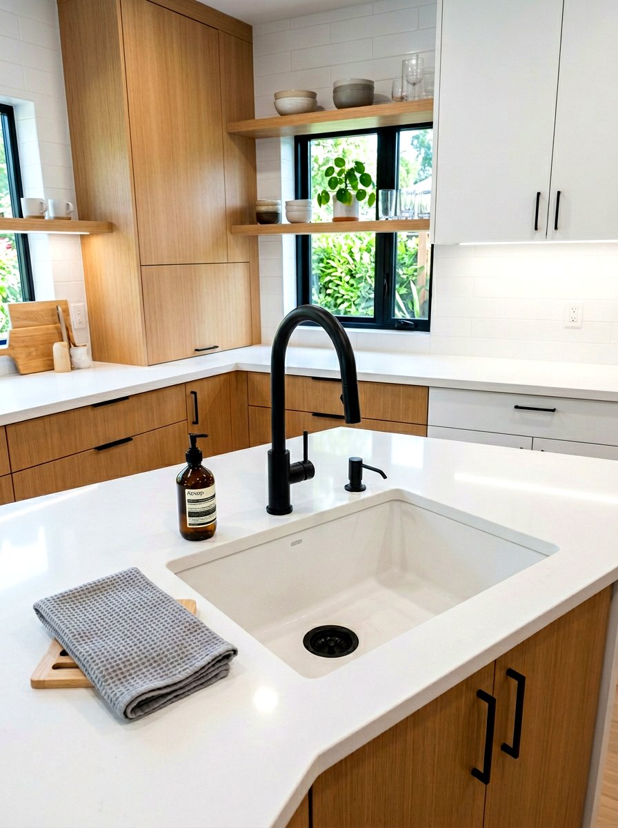 Integrated Soap Dispenser Corner Sink - 30 corner sink kitchen ideas