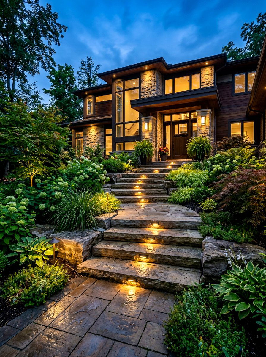 Integrated Step Light - 30 outdoor entry lighting ideas