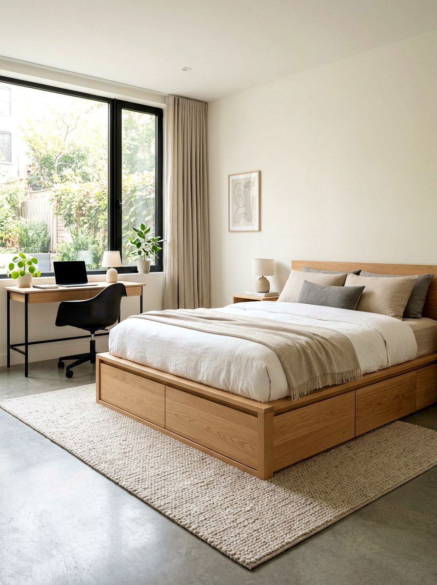 Integrated Storage Platform Bed - 30 minimalist teen room ideas