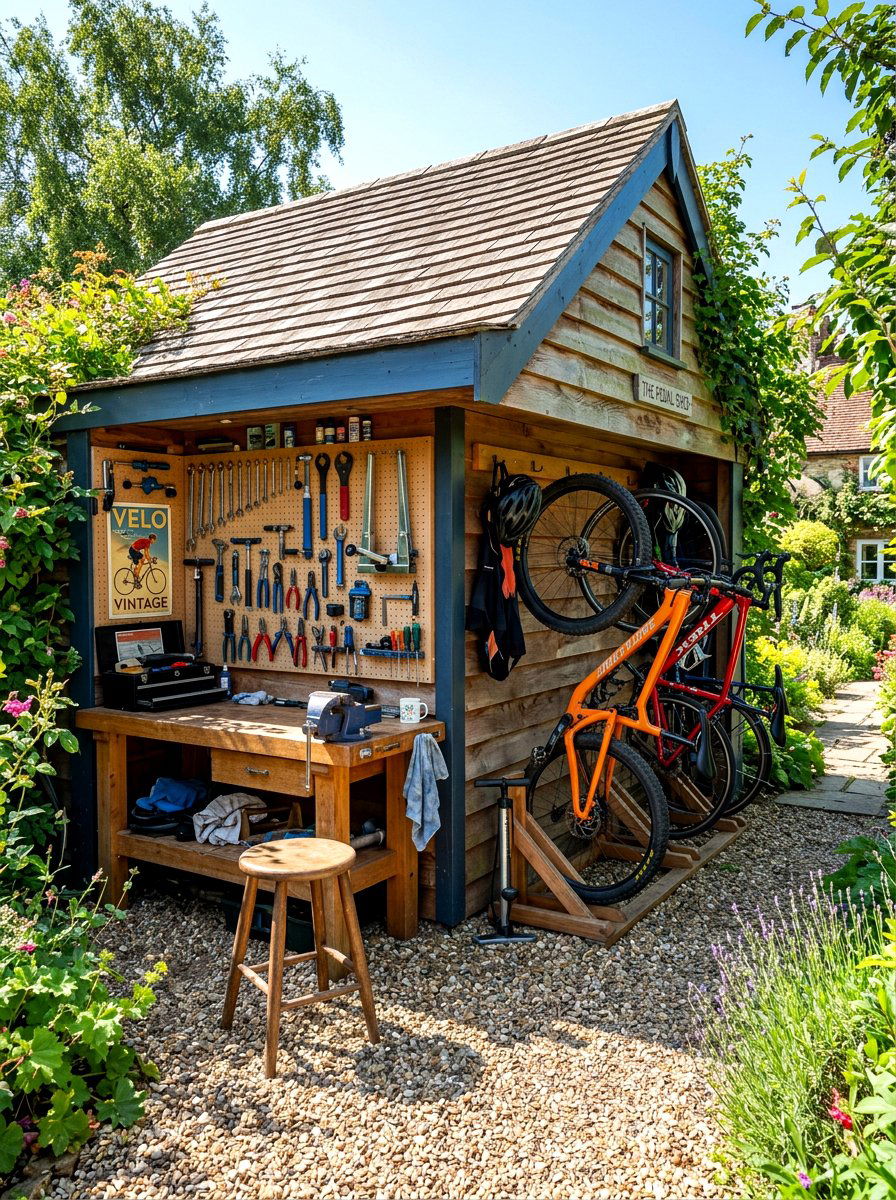 Integrated Tool And Bike Shed - 30 bike storage shed ideas
