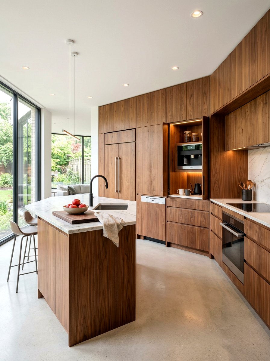 Integrated Walnut Kitchen - 30 walnut kitchen cabinet ideas