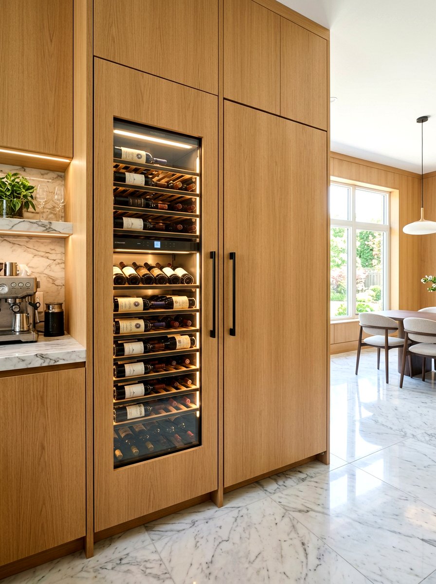 Integrated Wine Column Fridge - 30 wine storage kitchen ideas
