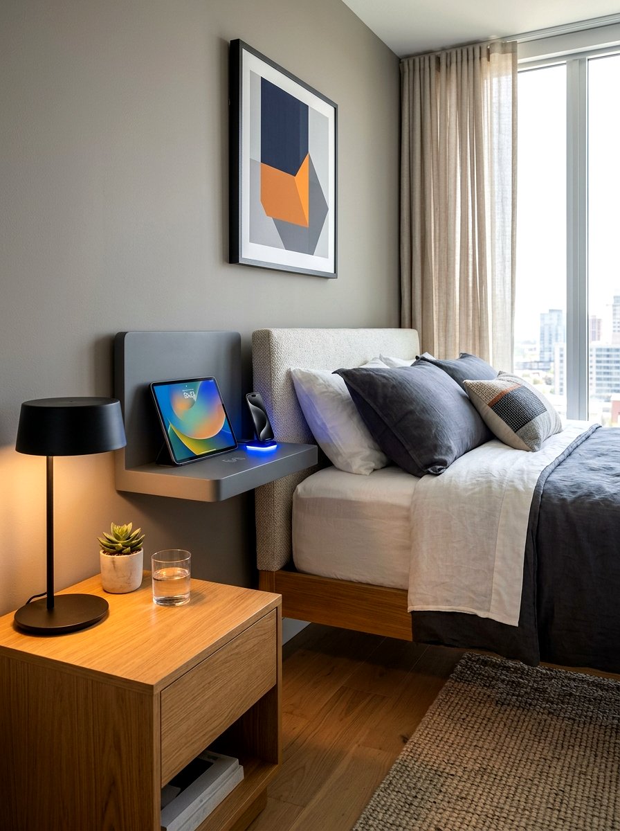 Integrated Wireless Charging Shelf - 30 wall mounted nightstand ideas